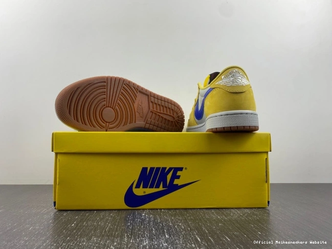 Official Maikesneakers OG Travis Canary Scott Low Air 1 DZ4137-700 Jordan x 0724